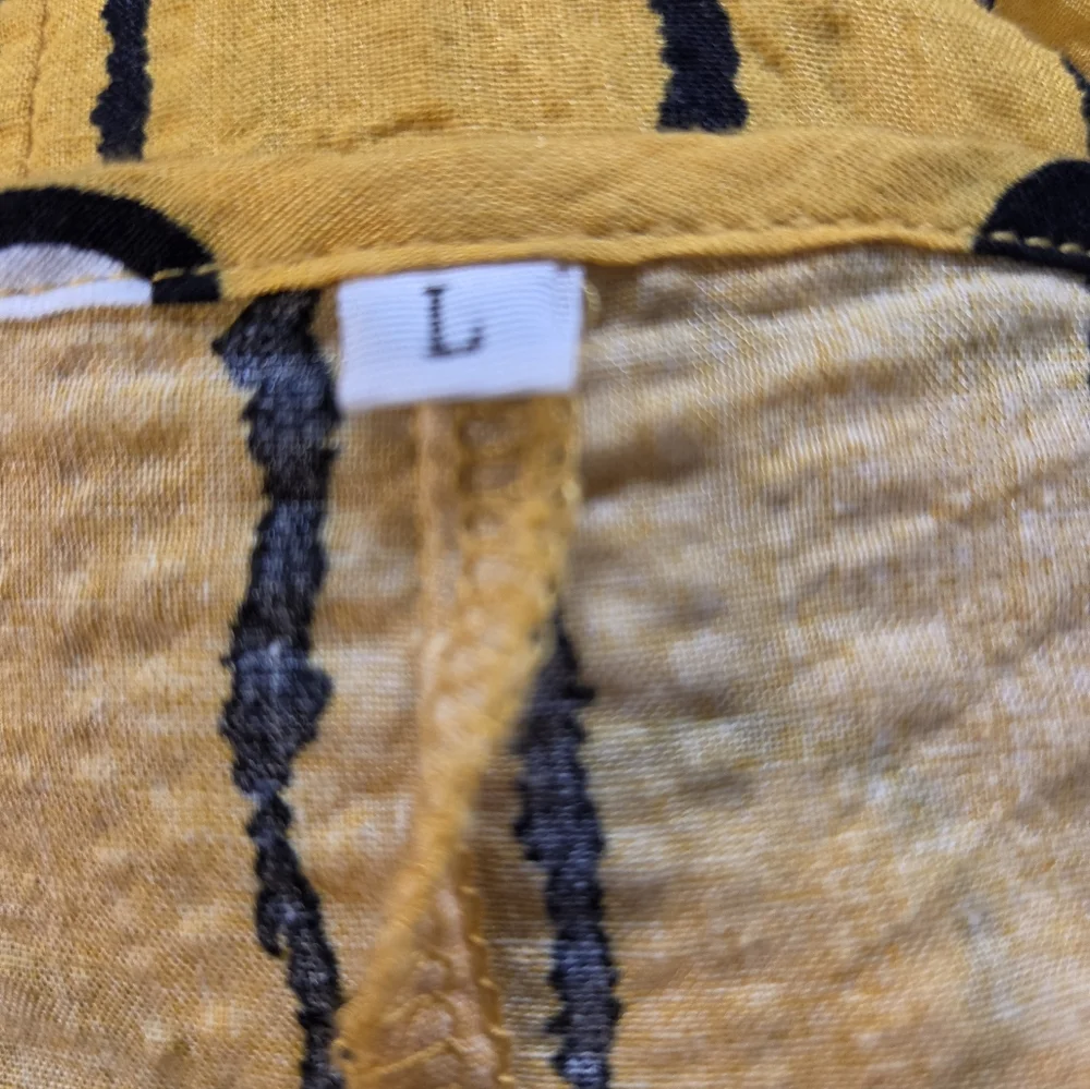 Yellow Long Sleeve Polka Dot & Stripe Midi Dress (fits like M)